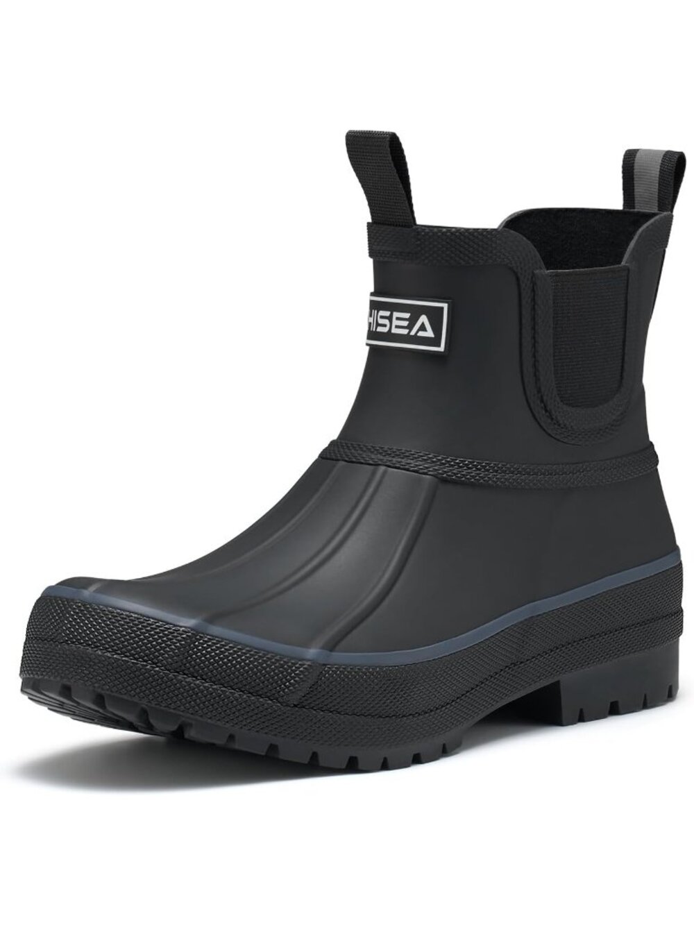 Women's Black Duck Chelsea Rain Boots Waterproof Mud Ankle Booties Garden Shoes